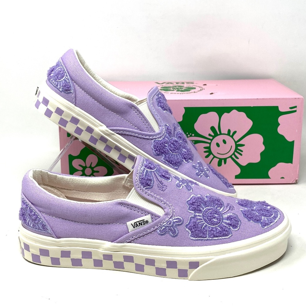 Vans Lavender Purple Floral Slip-On Sneakers